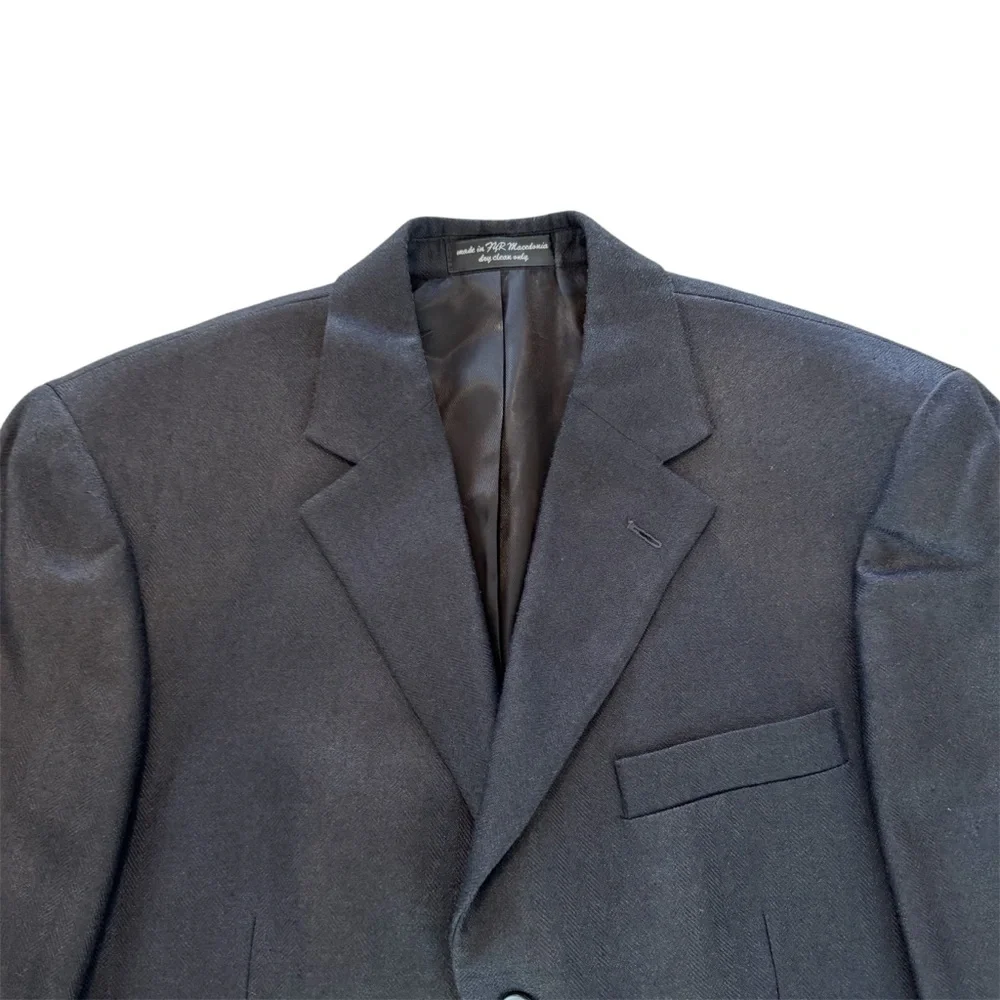Chereskin Mens 40R Sports Coat Black 2-Button 100% Silk Blazer Jacket